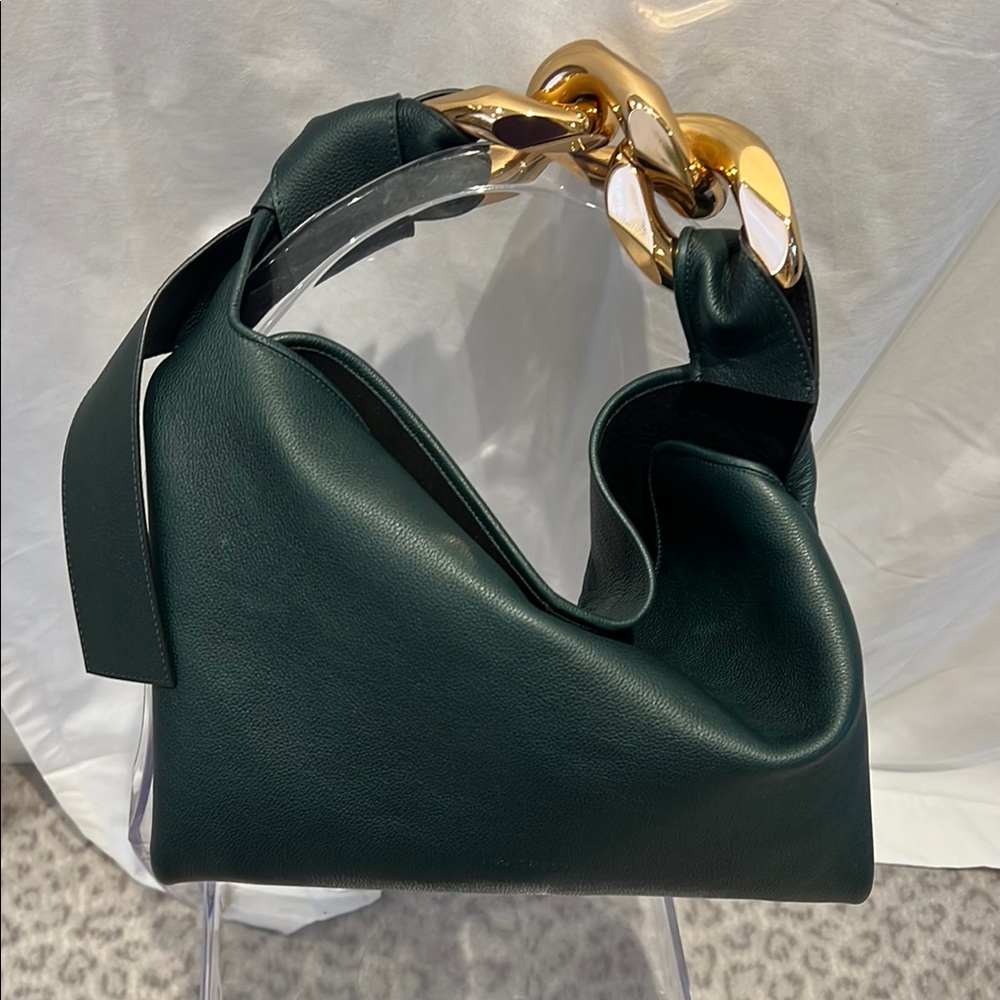 Chain Embellished Leather Shoulder Bag